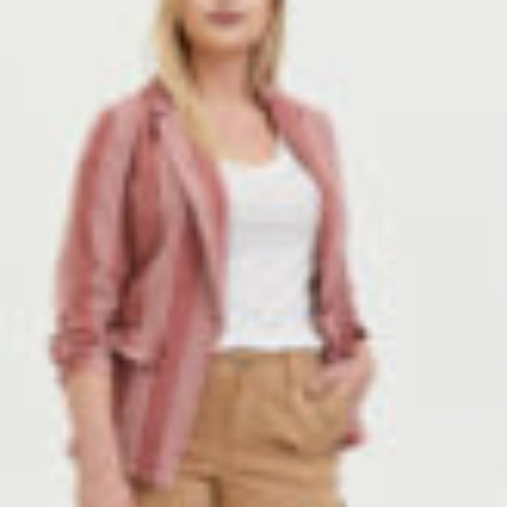 TORRID Dusty Rose Stripe Longline Boyfriend Blazer Size 1 (1X) - Picture 6 of 6